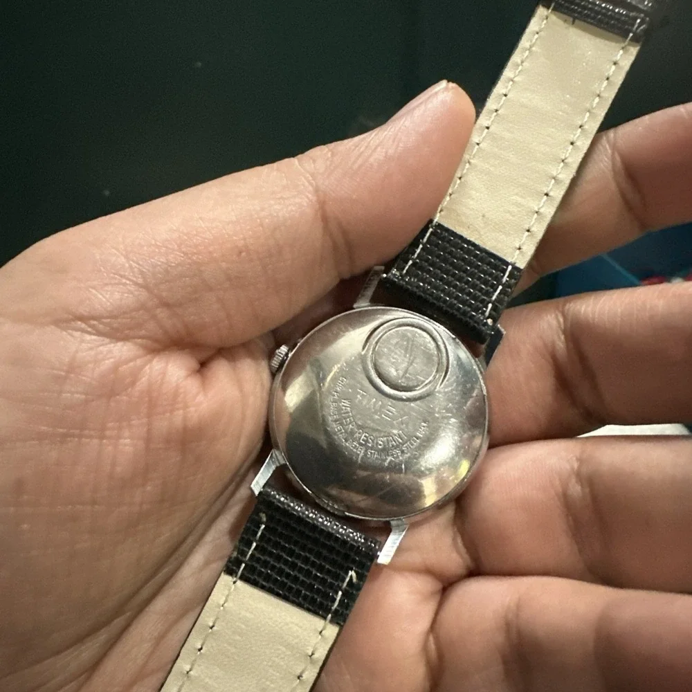 Works Vintage 1970 Timex Electric Mens watch Quartz Silver 34mm New Strap Fit 8